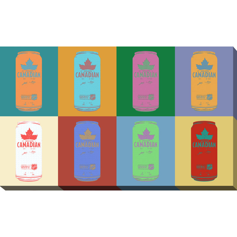 Reproduction d’art graphique sur toile, "molson canadian cans popart", H 48 po x l 28 po x P 1,5 po