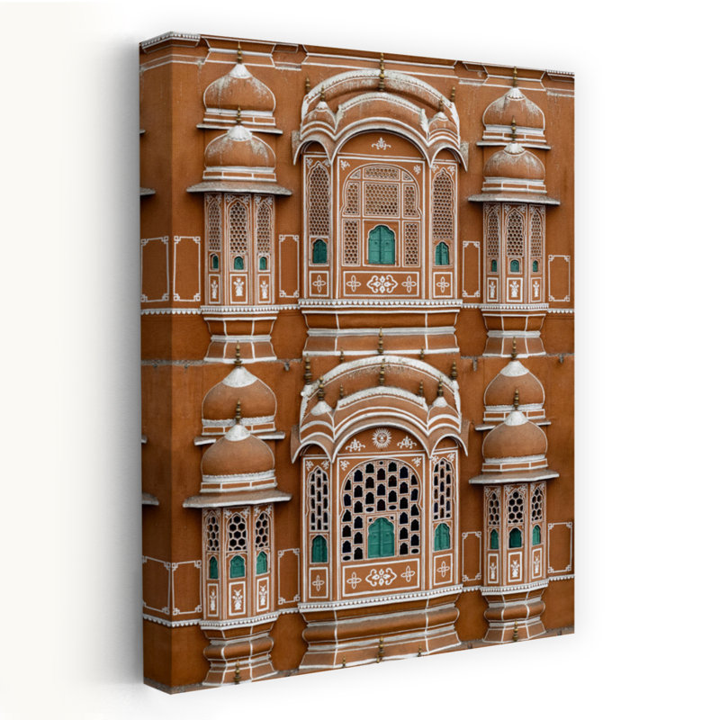 Ville rose, architecture traditionnelle, art mural ville, H 36 po x l 24 po
