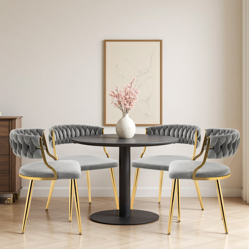 Ensemble de chaises de salle à manger en velours l 21,65 po Christal, Gris