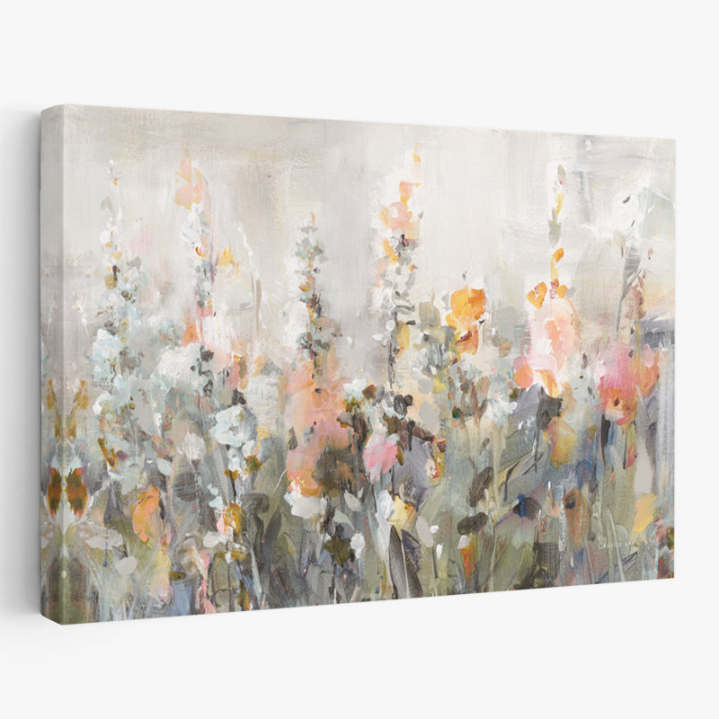 Abstrait - pêche de jardin rustique, H 16 po x l 24 po