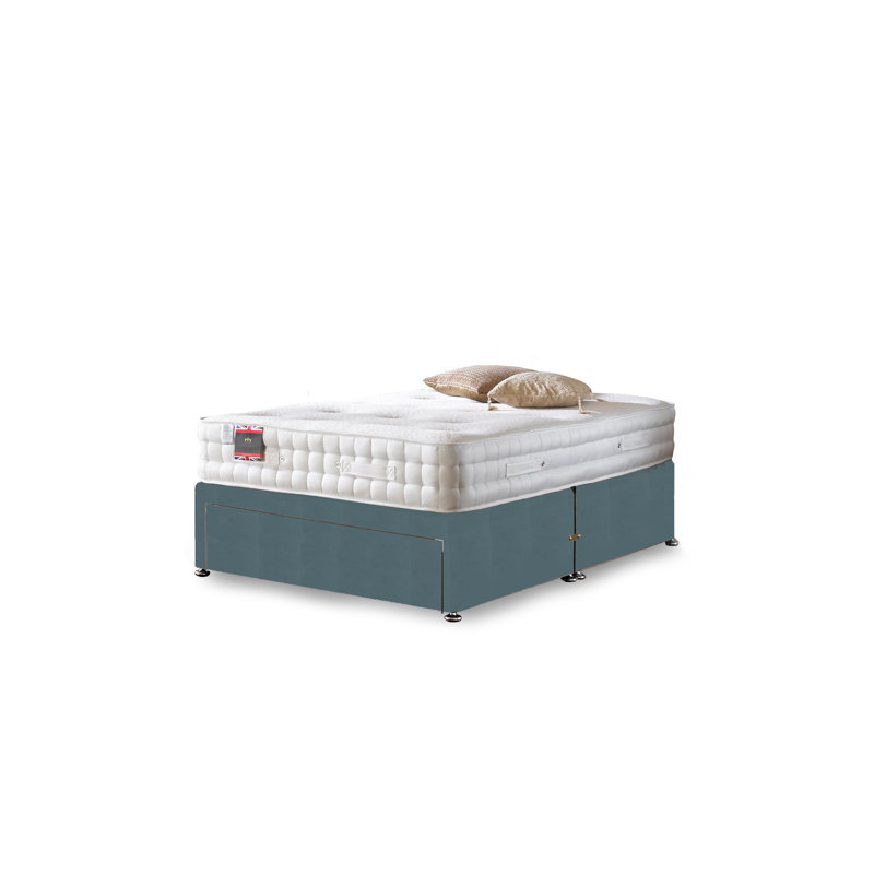 Arlette Pocketsprung Divan Bed Set, Small Double, Sky Plush Velvet, No Storage