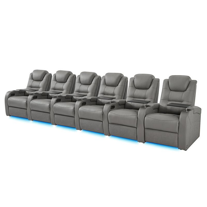Canapé inclinable en cuir avec porte-gobelet, Gris