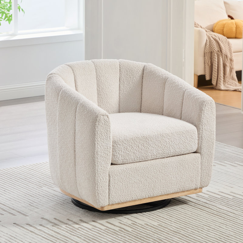 Fauteuil demi-tonneau pivotant l 32,25 po, Ivoire ivoire