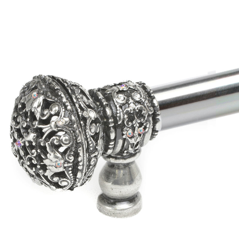 Juliane Grace 18 inches c.c. with 5/8 smooth center long pull large finial with 65 Swarovski Clear & Aurore Boreale Crystals with center brace in Chalice