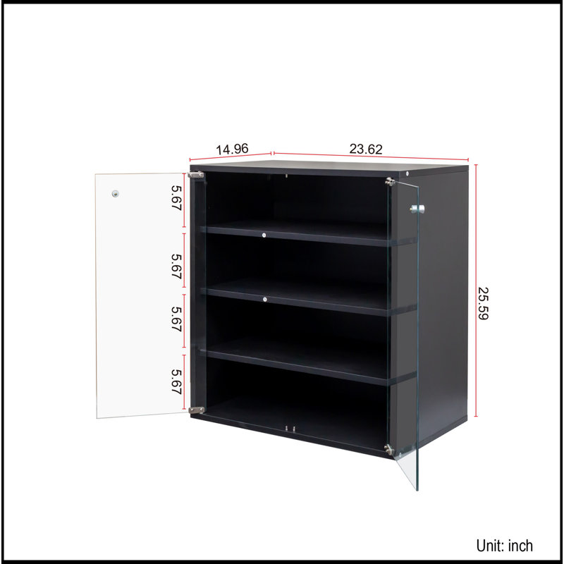 Shoe Box with RGB LED Light, Wooden Stackable Shoe Storage Box with Glass Door, Shoe Storage Bin Shoe Display Case for Sneakers (4 Tier-1)
