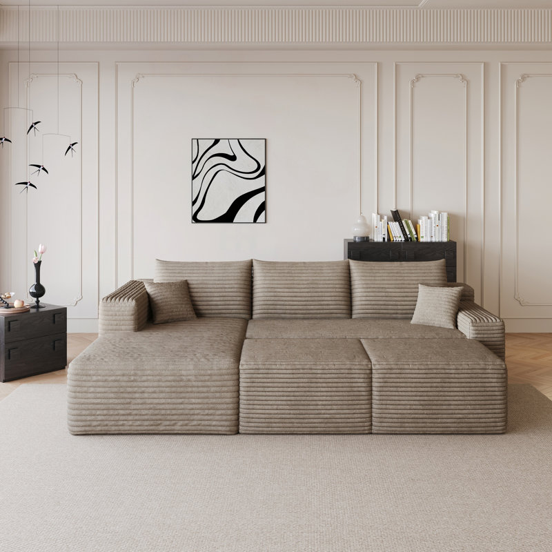 Canapé modulaire 95 "avec 2 repose-pieds Cloud, Camel