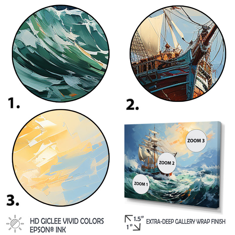 The Pirate Boat Odyssey's Voyage IV - Classics, art mural, Cadre d'angle fermé noir, H 30 po x l 40 po x P 1,5 po