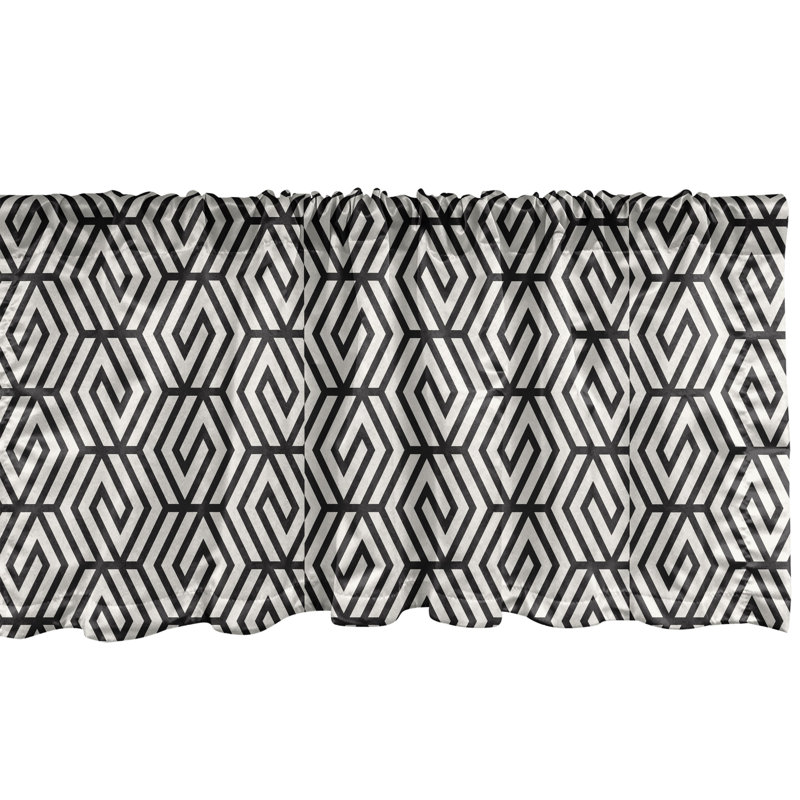 Ensemble de 2 cantonnières Ambesonne Abstract Greycale Doodle, L 54 po x L 12 po