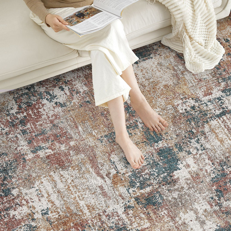 Tapis abstrait à motif abstrait Boho, Rectangle 9' x 12'