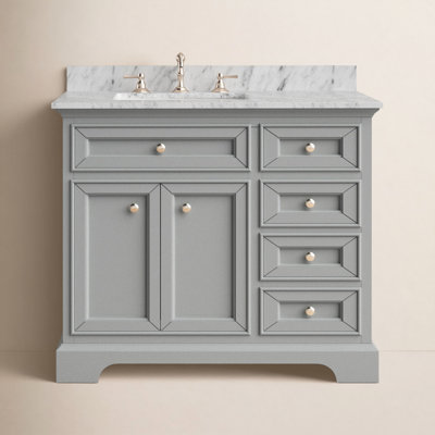 Amiri 37'' Single Bathroom Vanity with Marble Top