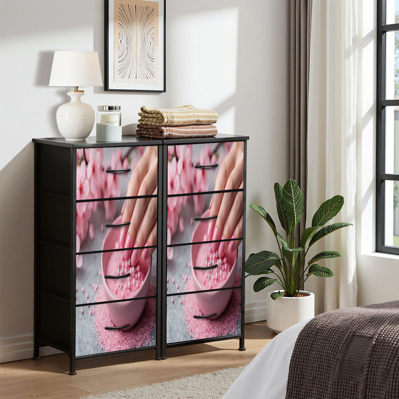 Commode pour chambre à coucher Commode pour garde-robe à fleurs roses Cabblestones Someone Is Nail Paint