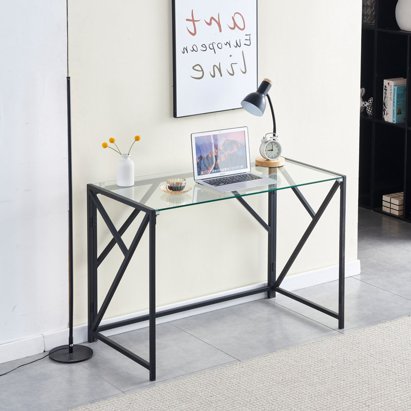 Bureau d'ordinateur en verre transparent Tempe