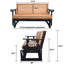 Banc d'extérieur en bois avec dossier à lattes, porte-gobelets et capacité de 800 lb, gris foncé et brun-123040647