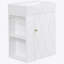 Meuble-lavabo moderne avec lavabo en céramique, porte à motif de losanges, poignée dorée, tablettes de rangement latérales et barre à serviettes pour les petits espaces-1209236043