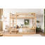 Lit superposé double en bois naturel avec garde-corps - Structure solide en pin, solution d'espace, haute compatibilité, aucun sommier requis-130428236