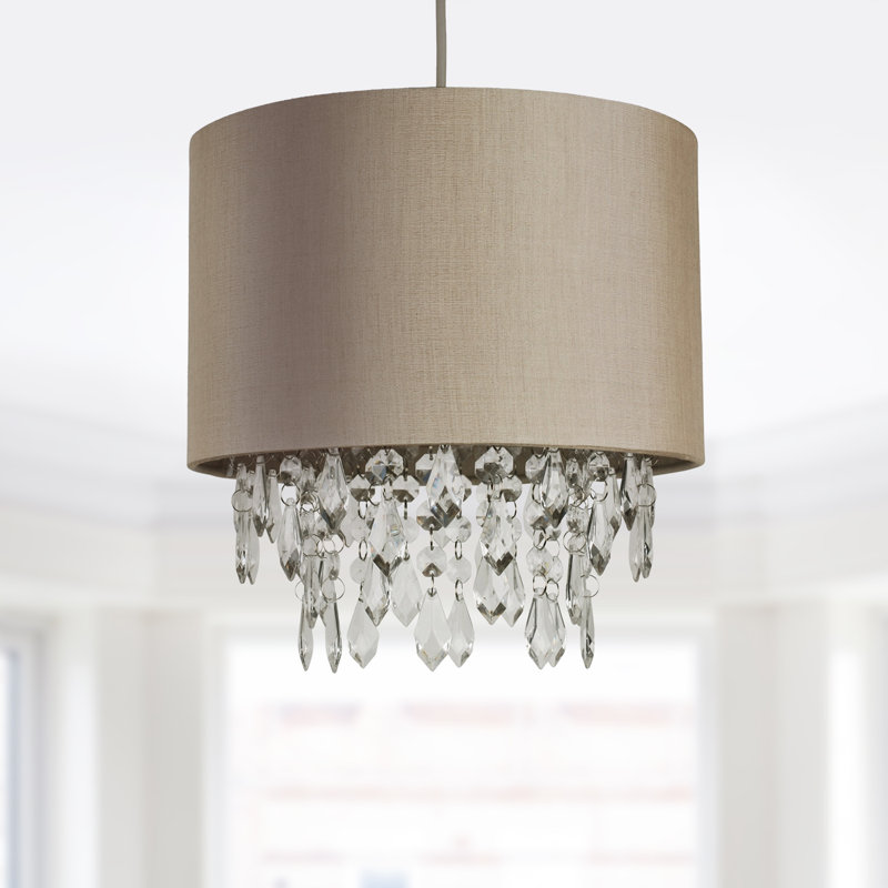 Chambliss 26cm H Silk Drum Pendant Shade, Soft Gold