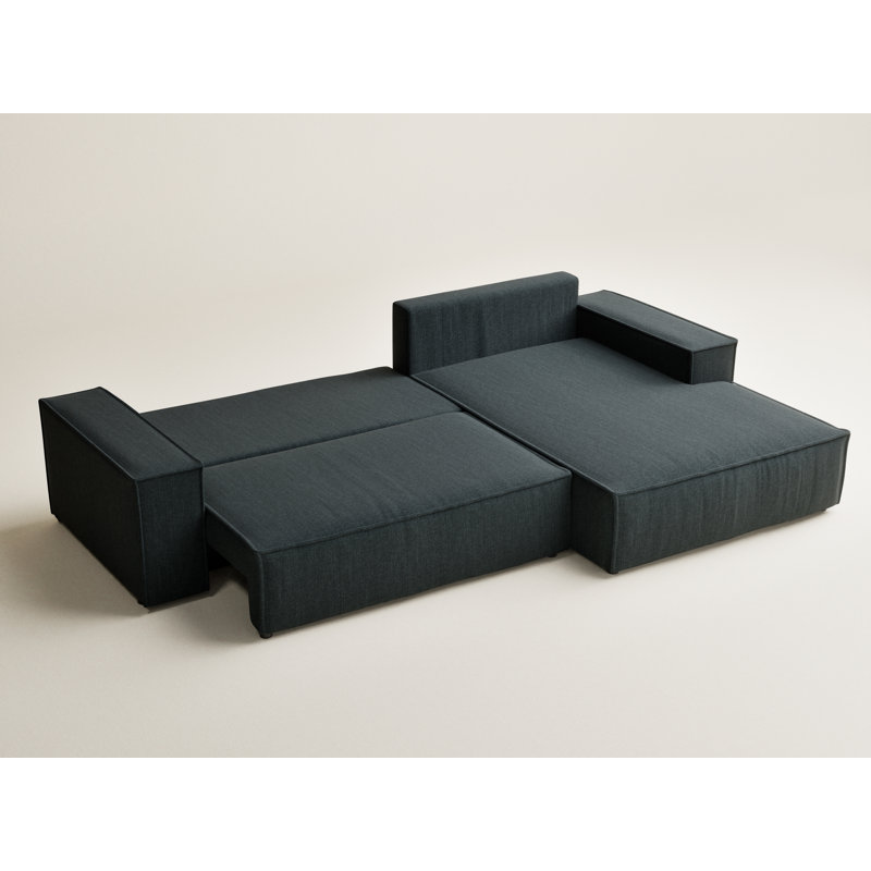 5 Seater Reclining Corner Sofa , Left Hand Facing, Dark Blue Polyester