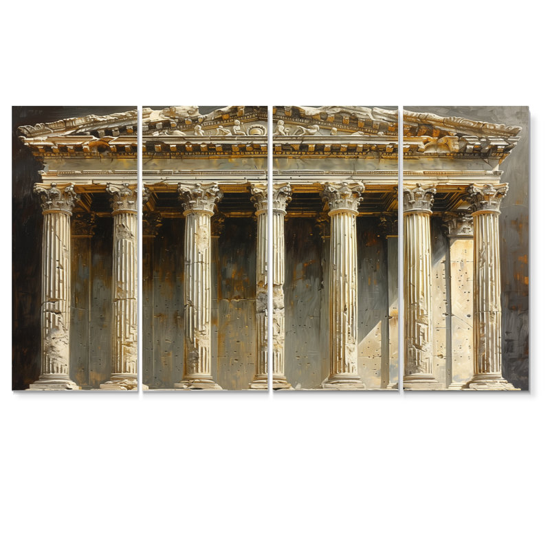 Beige romain, architecture, bijou, monument, photo, ensemble d'art mural, H 32 po x l 64 po