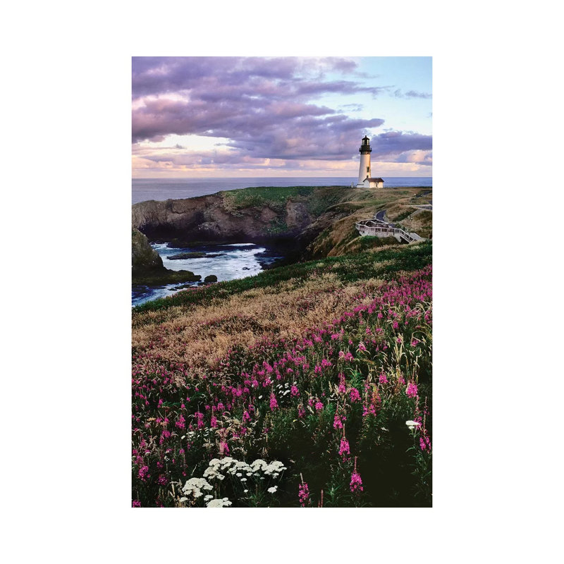 Silhouette Of Yaquina Head Lighthouse, Yaquina Head, Lincoln County, Oregon, USA - Wrapped Canvas Print