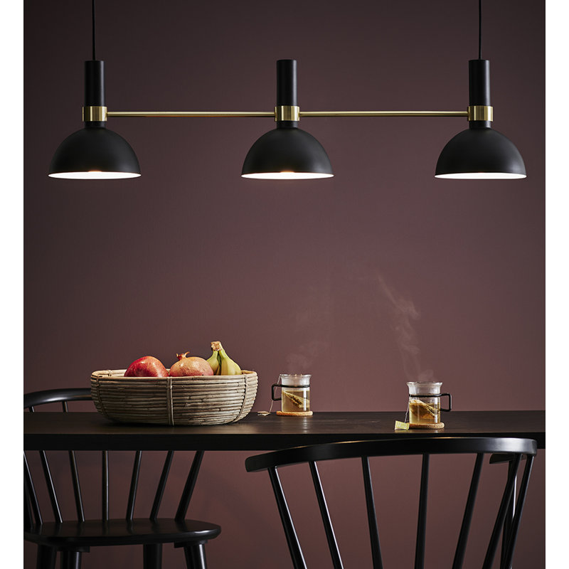 Keanu 3 - Light Kitchen Island Pendant, Black/Brushed Brass