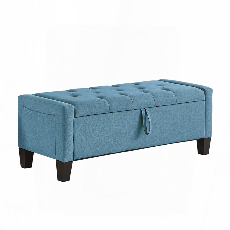 Ottoman with Storage, Storage Ottoman Bench with Safety Hinge 350 lbs Weight, Light Blue-Linen