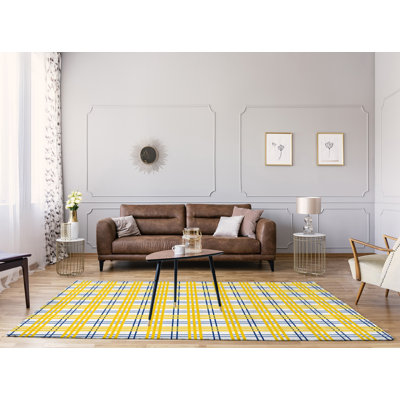 Tapis bleu / jaune / blanc Plaid