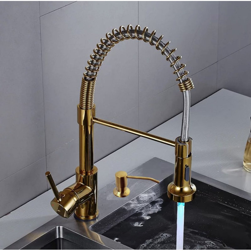 MAX Faucets Pull Down Kitchen Faucet with Soap Dispenser, Matt Black