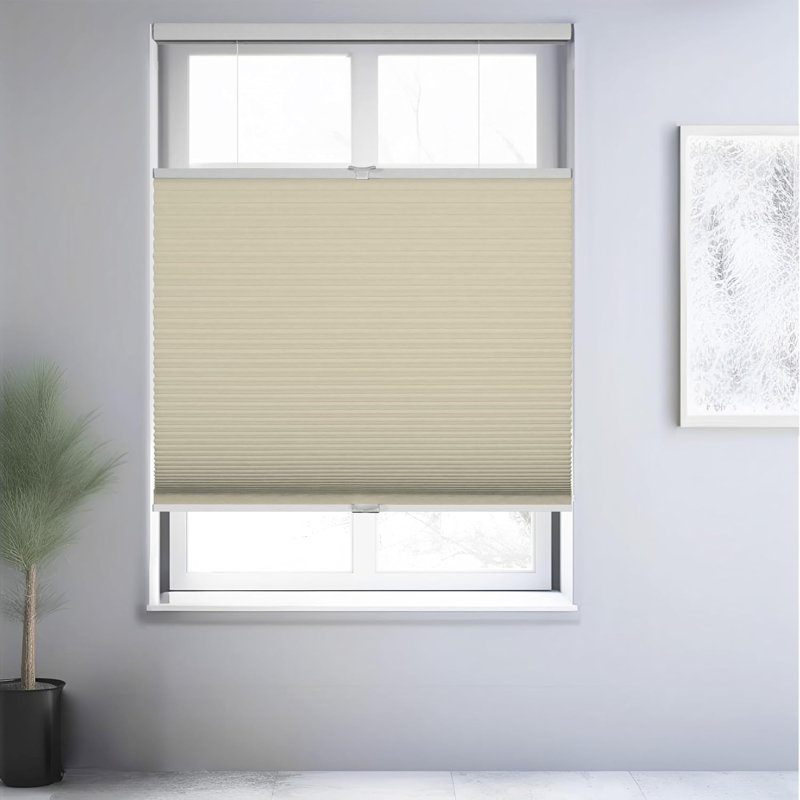 Blackout Cordless Top Down Bottom Up Cellular Shades, Beige, 25.5"W x 48"L