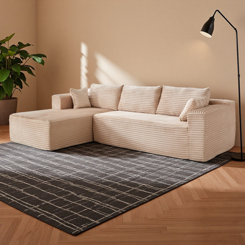 Canapé modulaire à compression avec méridienne confortable, canapé en forme de L sans siège avec assise profonde, canapé-lit modulaire minimaliste pour salon, salon et chambre à coucher