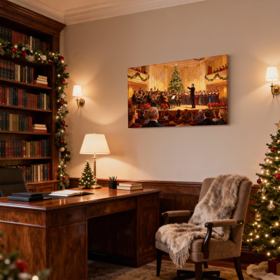 Christmas Christmas Concert Orchestra Choir Stage Decorations Set of 3 Canvas Wall Art Prints