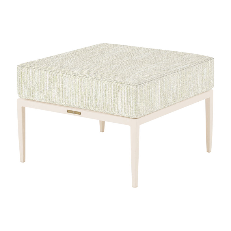 Elegante Outdoor Ottoman with Cushion, Rollo Chambray, Welt, Chalk 