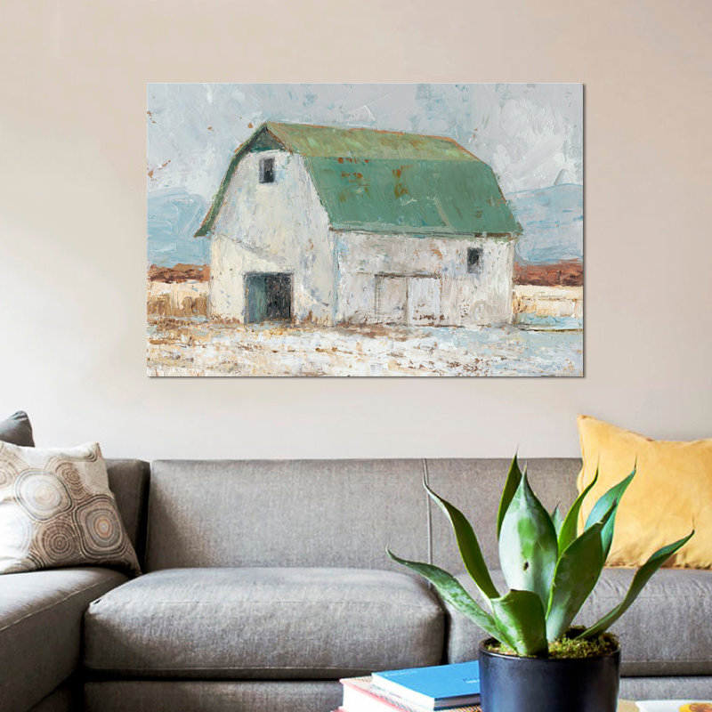 « grange ii », reproduction sur toile, H 26 po x l 40 po x P 1,5 po, Pas de tapis, Toile tendue