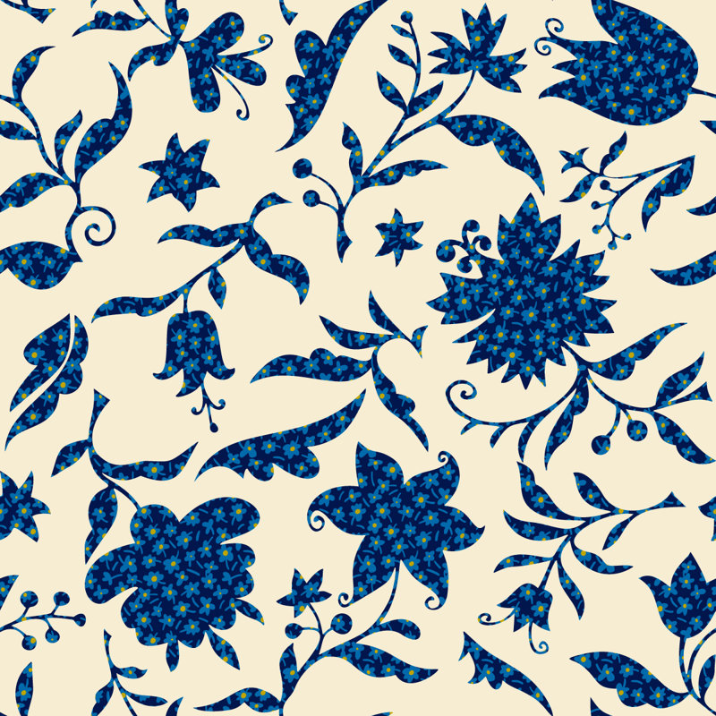 Peel & Stick Floral Tile, 2.08' W x 10.42' L