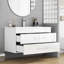 Meuble-lavabo mural avec tiroirs doubles, système de fermeture en douceur, lavabo en céramique et structure en aluminium pour un espace de salle de bain moderne et minimaliste-1948652621