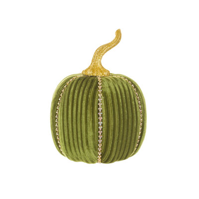 Glossy Forest Green Velveteen Pumpkin Accent Pack of 2