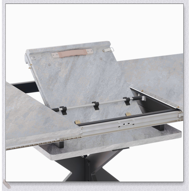 Ensemble de table de salle à manger extensible pour 4 à 8 personnes, chaises rembourrées douces, dossier incurvé, grande table de cuisine, design moderne et durable