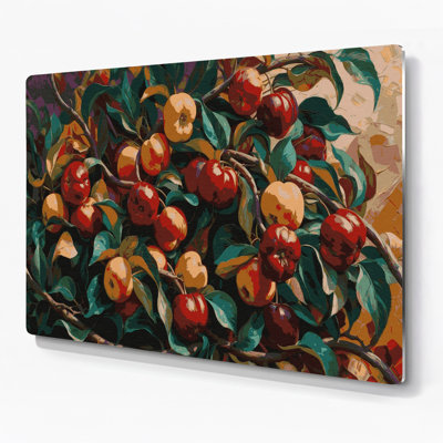 Art mural en métal «Fruit Crabapple» brun