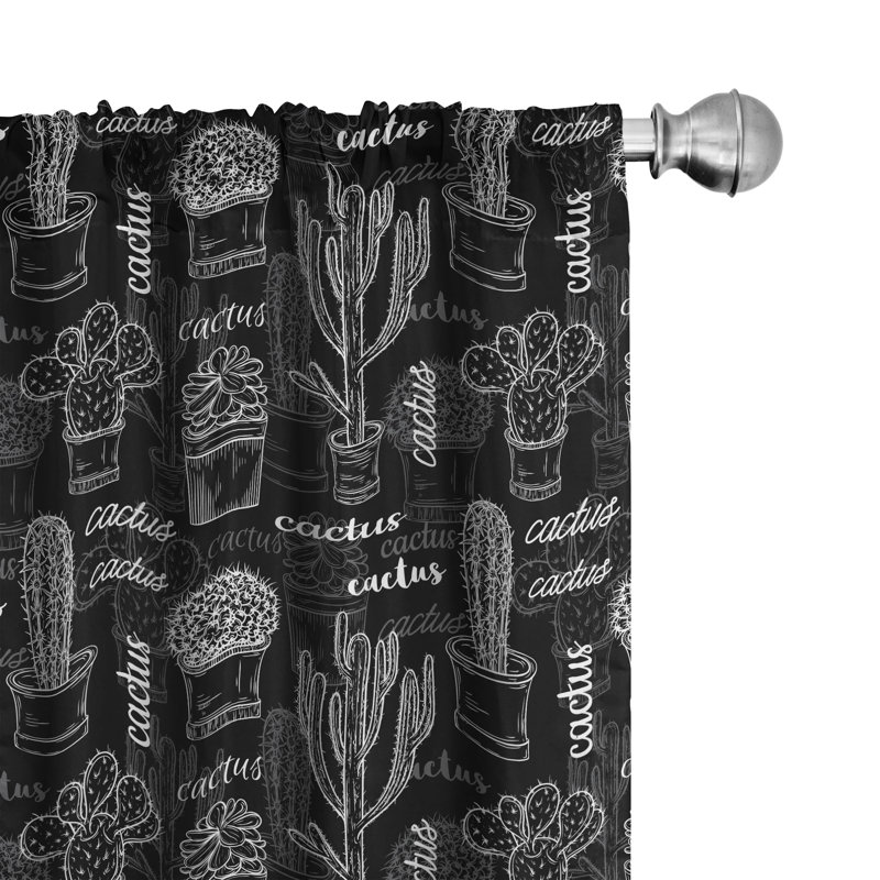Cactus Floral Semi-Sheer Rod Pocket Curtain Panels, 28" x 63"