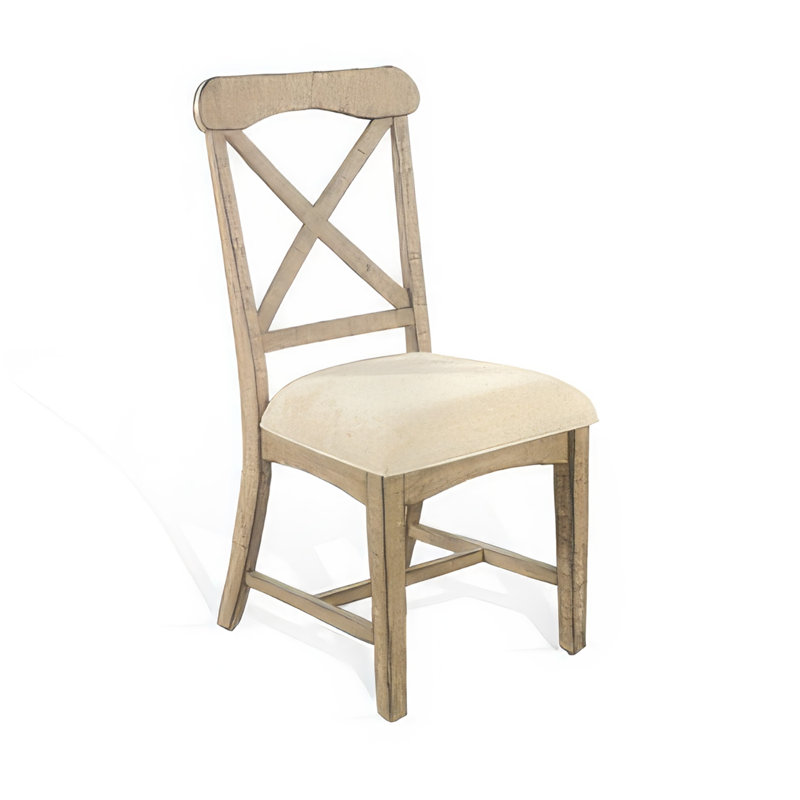 Rena Dining Chair Set Of 2, X-Back Design, , Mahogany Wood, Beige