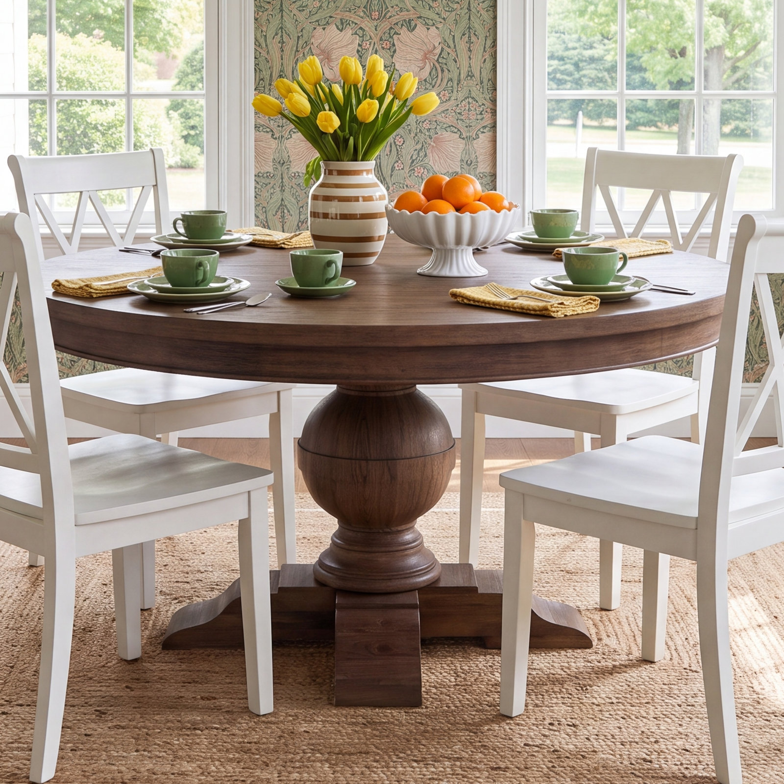 Marlowe Round Dining Table, 30" H x 54" W x 54" D, Weathered Teak