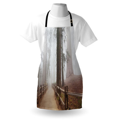 Nature Apron Unisex, Forest in Foggy Morning, Adult Size, Grey Brown
