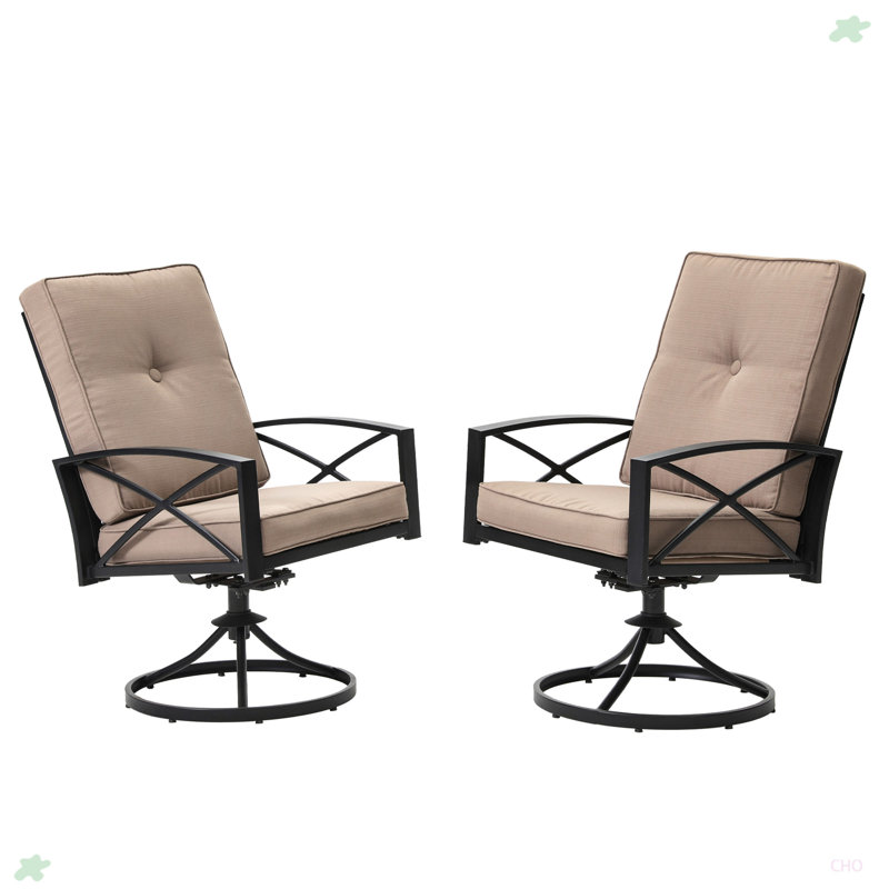 Ensemble de 2 chaises d'extérieur pivotantes avec chaise berçante et coussin