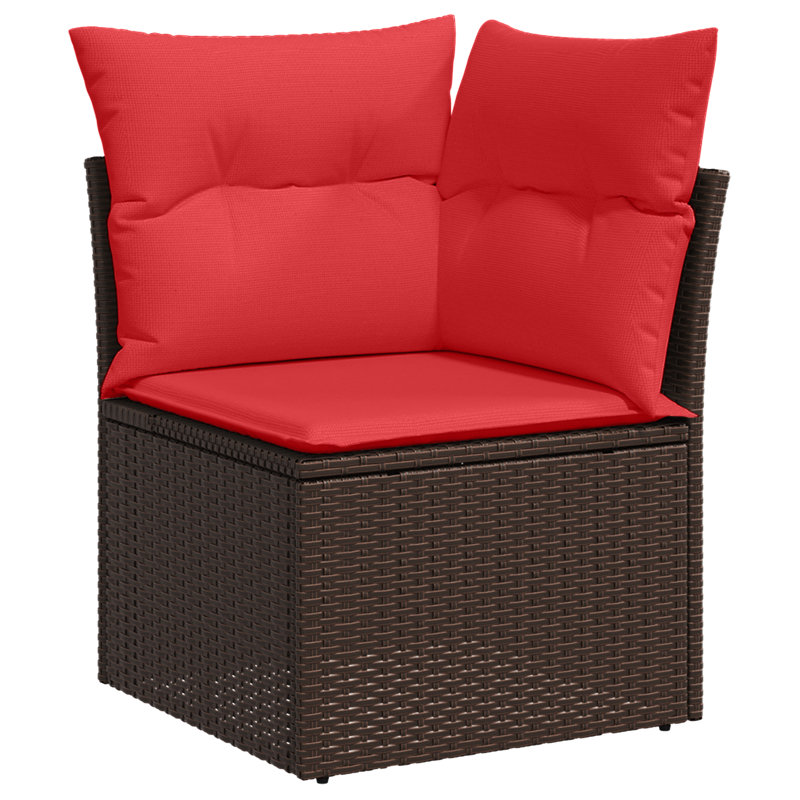 vidaXL Sofa Set with Cushion 5 pcs Brown Poly Rattan, Brown