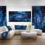 «Blue Fractal Flower with Shiny Particles», impression sur toile tendue-19240364