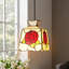 Luminaire suspendu en verre teinté rose à motif de lumière en verre de fer pour lampe de salle à manger