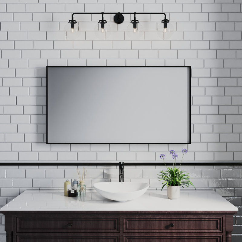 Metal Rectangle Mirror, 36" x 60", Black