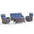 Coussin bleu / cadre brun