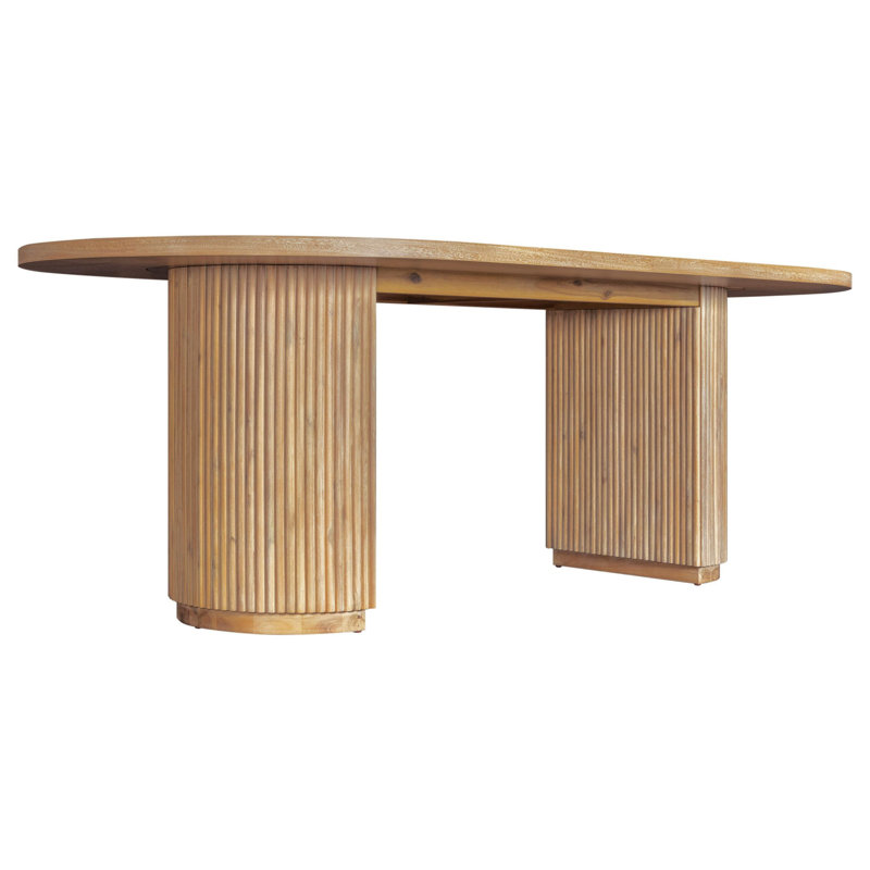 Fitzroy - Modern Natural Acacia Oval Dining Table, 29.9" H x 78.7'' W x 43.3" D