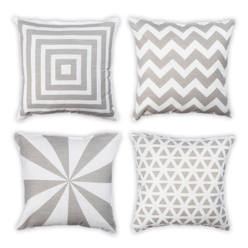 Niell Square Cushion Cover, Grey/White