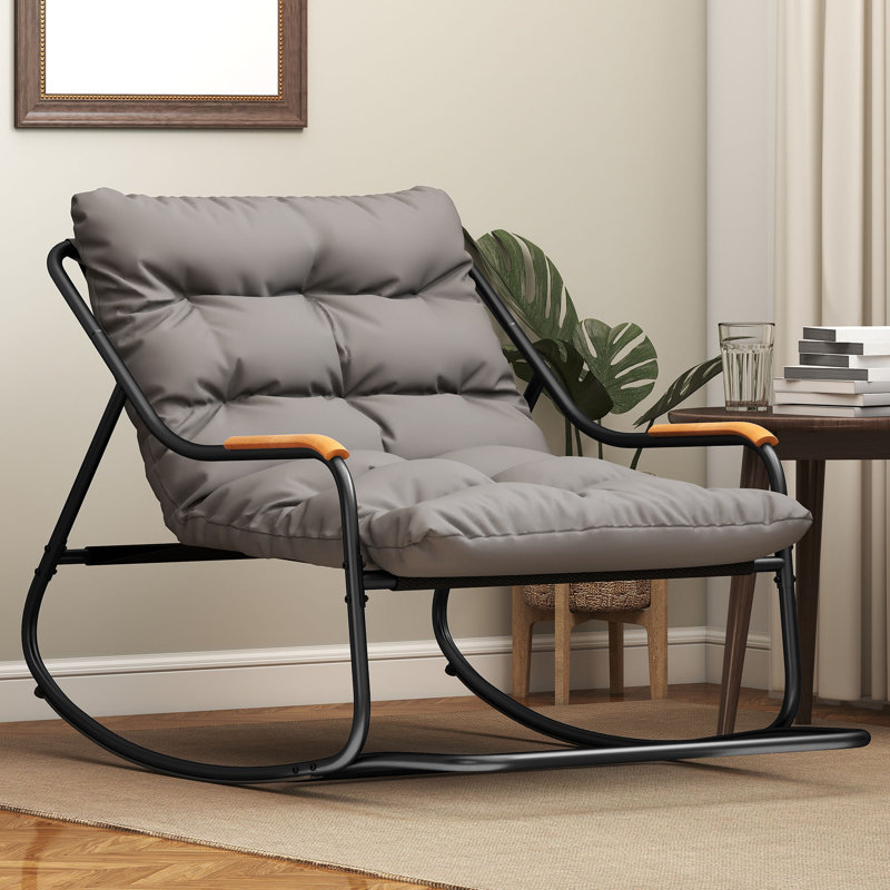 Chaise berçante d'extérieur surdimensionnée pour patio avec coussins épais et moelleux